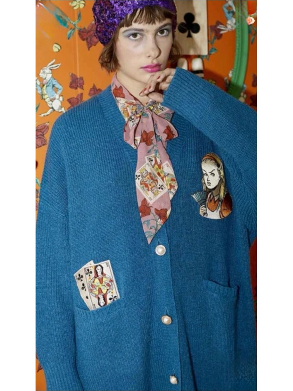 Unlogical Poem Alice in Wonderland Teal Cardigan NWT Rare